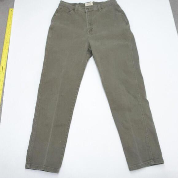 St John's Bay Jeans Women's 12p Olive Green Denim Cotton Zip Fly Straight Leg - Picture 1 of 7